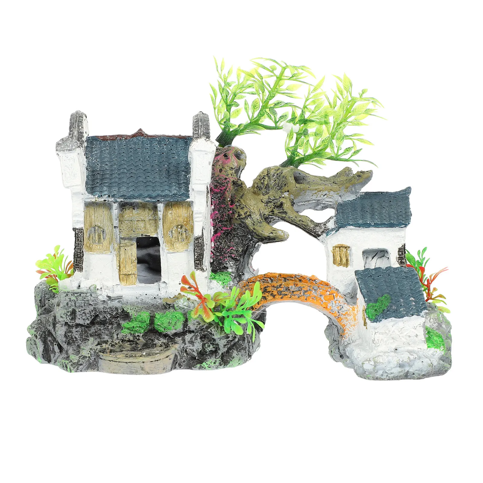 

Искусственный декоративный элемент для аквариума в виде домика, имитация ландшафта, украшение из смолы для подводного декора дома и офиса