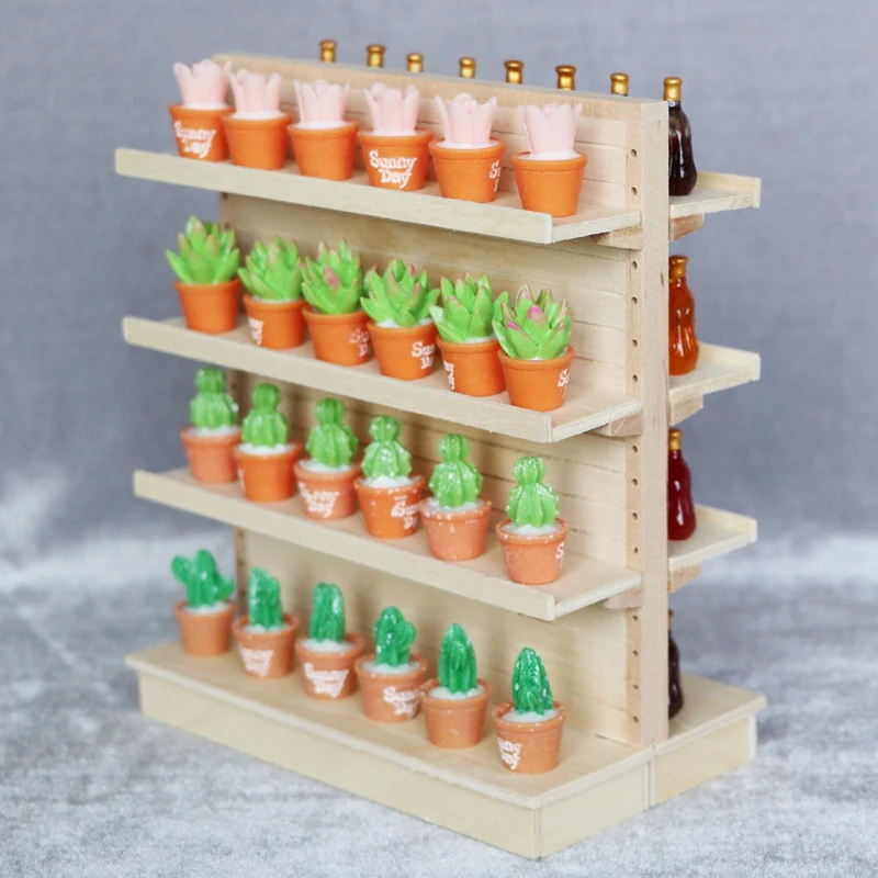 1 Pc Wooden 1:12 Scale Dollhouse Miniature Supermarket Shelves For Food Drink Display