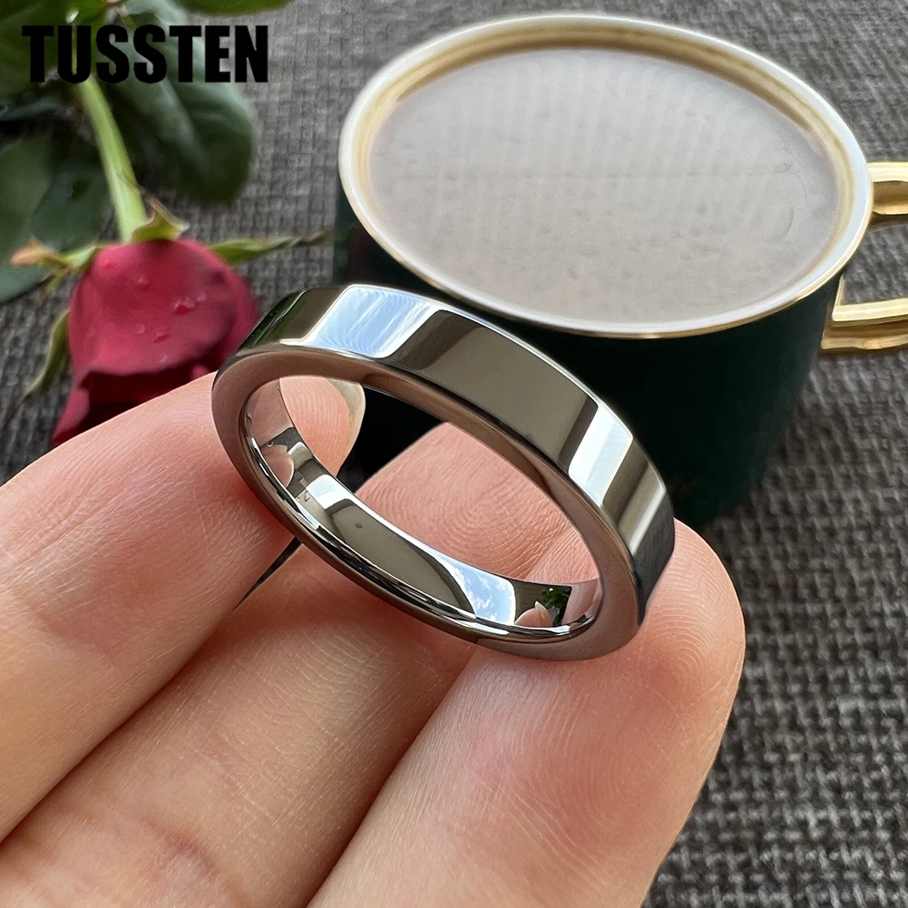 Dropshipping TUSSTEN 4MM Multicolor Tungsten Wedding Band Trendy Ring For Lady Gentleman Shiny Polish  Comfort Fit