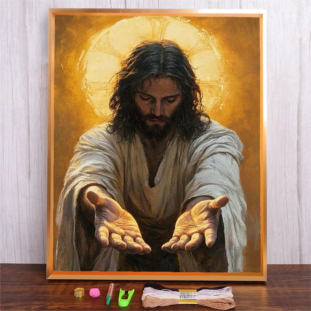 

DIY Needlework Cross Stitch Kit For Beginners Home Decor Religion Jesus Pattern Embroidery Materials Package For Adults Gift