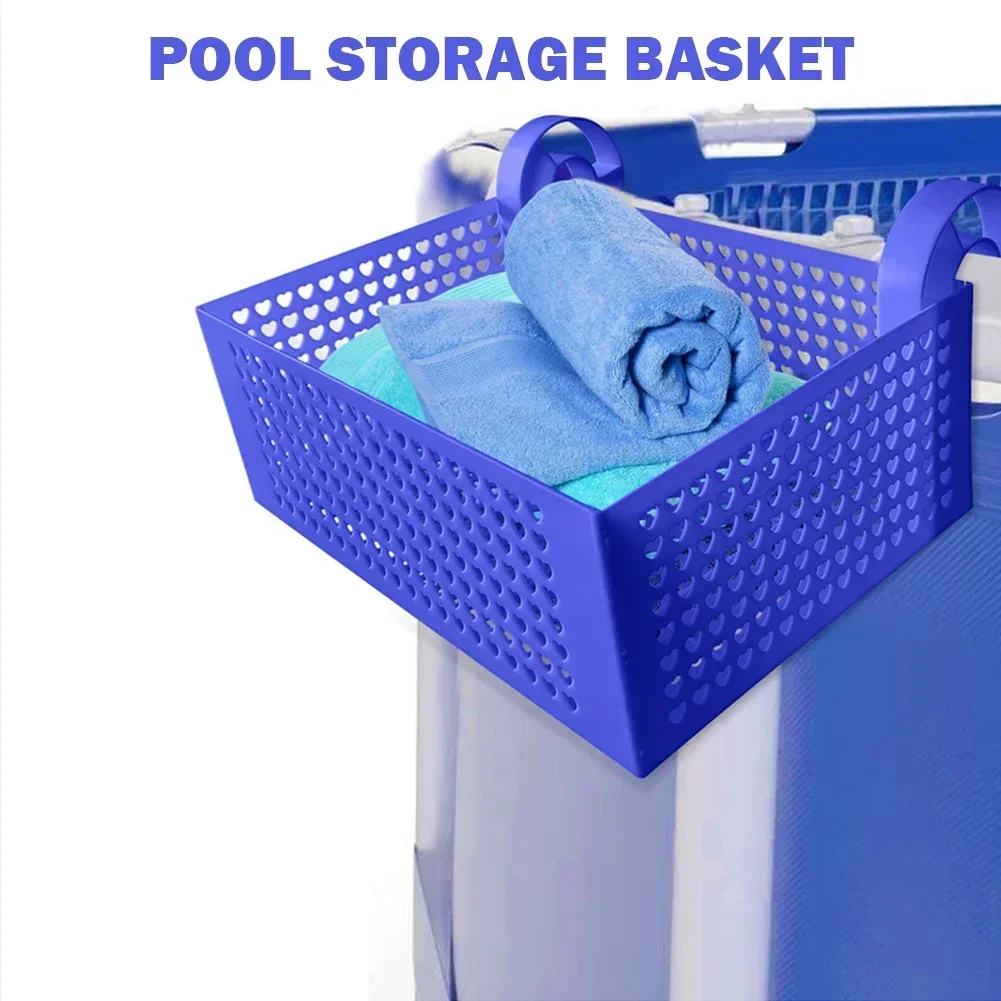 

Pool Storage Basket Plastic Hanging Pool Mesh Organizer Hook Drinks Holder Portable Removable Frame Swim Pool Accessories