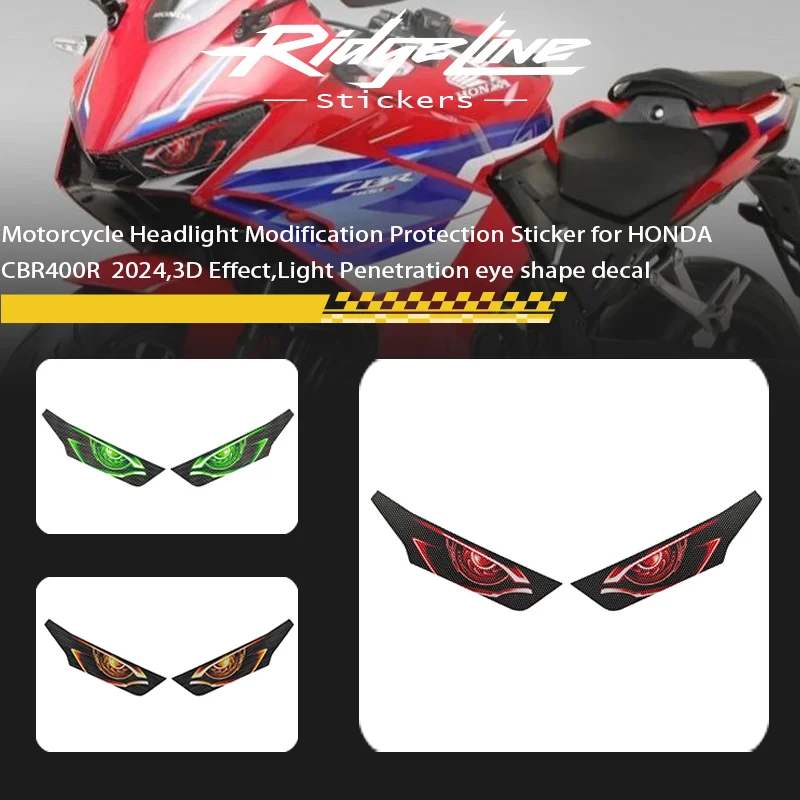 

Motorcycle Headlight Modification Protection Sticker for HONDA CBR400R 2024,3D Effect,Light Penetration eye shape decal