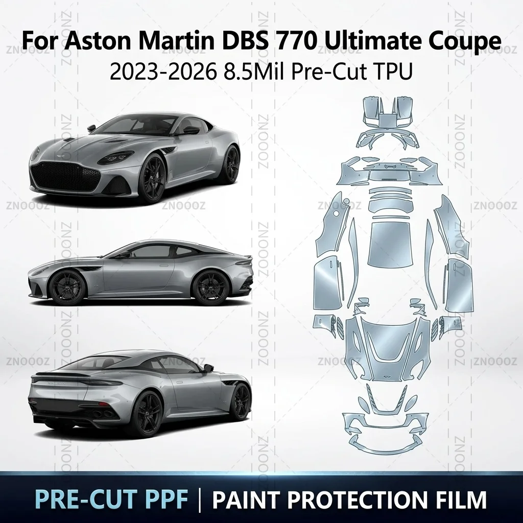 For Aston Martin DBS 770 Ultimate Coupe 2023-2026 8.5Mil Pre-Cut TPU PPF Self Healing Full Vehicle Glossy Clear Matte Black