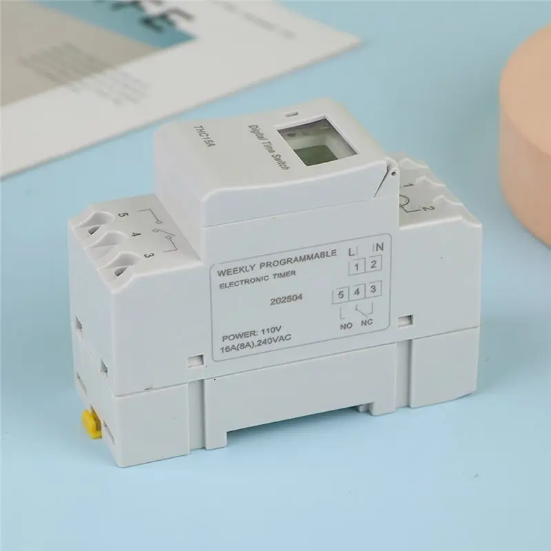 AFOURT-Model:THC15A 1Pc 110V Din Rail Electronic Timer, 7 Days Digital Programmable, 8A To 16A Switch Relay Control