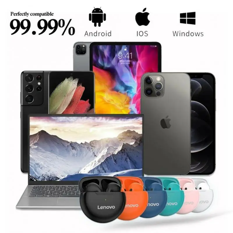 Lenovo Bluetooth 5.0 Pro 6 Earphones Charging Box Wireless Headphone 9D Stereo Sports Earbuds Lenovo ht38 lp40 Pro J6 Headsets