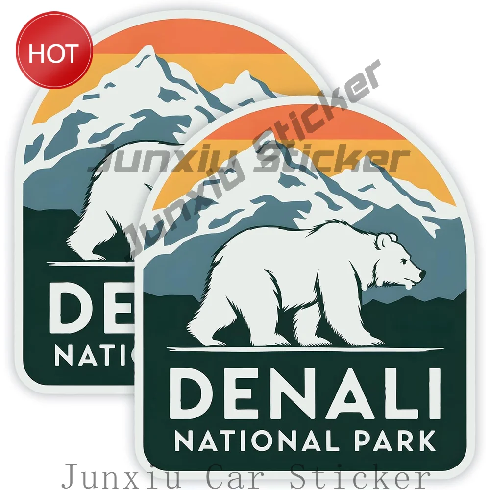 2 Pack Retro Denali National Park Waterproof PVC Sticker For Bumper And Travel Case Travel Souvenir Decoration Decal