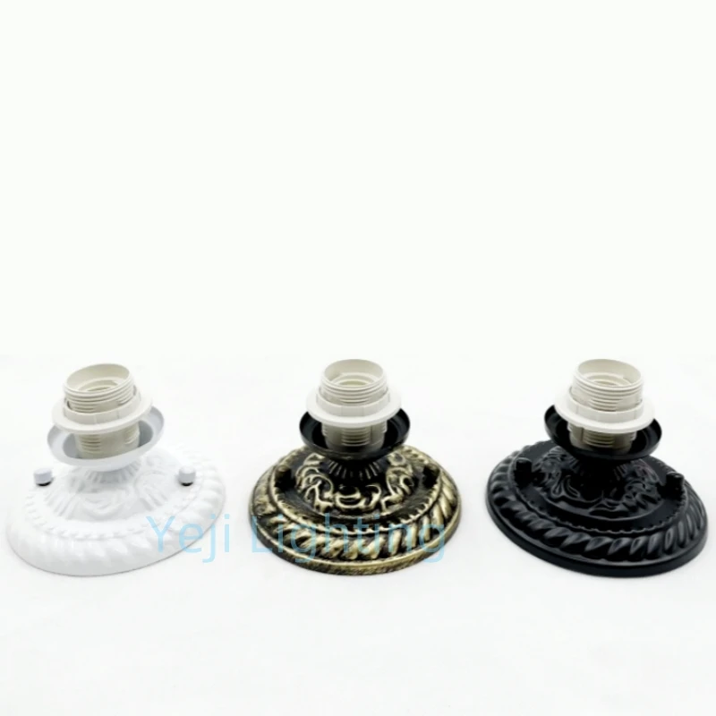 

Iron Lamp Base Retro E27 Socket Lamp Holder Vintage Metal Ceiling Plate Ceiling Rose E27 Socket Whole Thread Plastic Lamp Holder