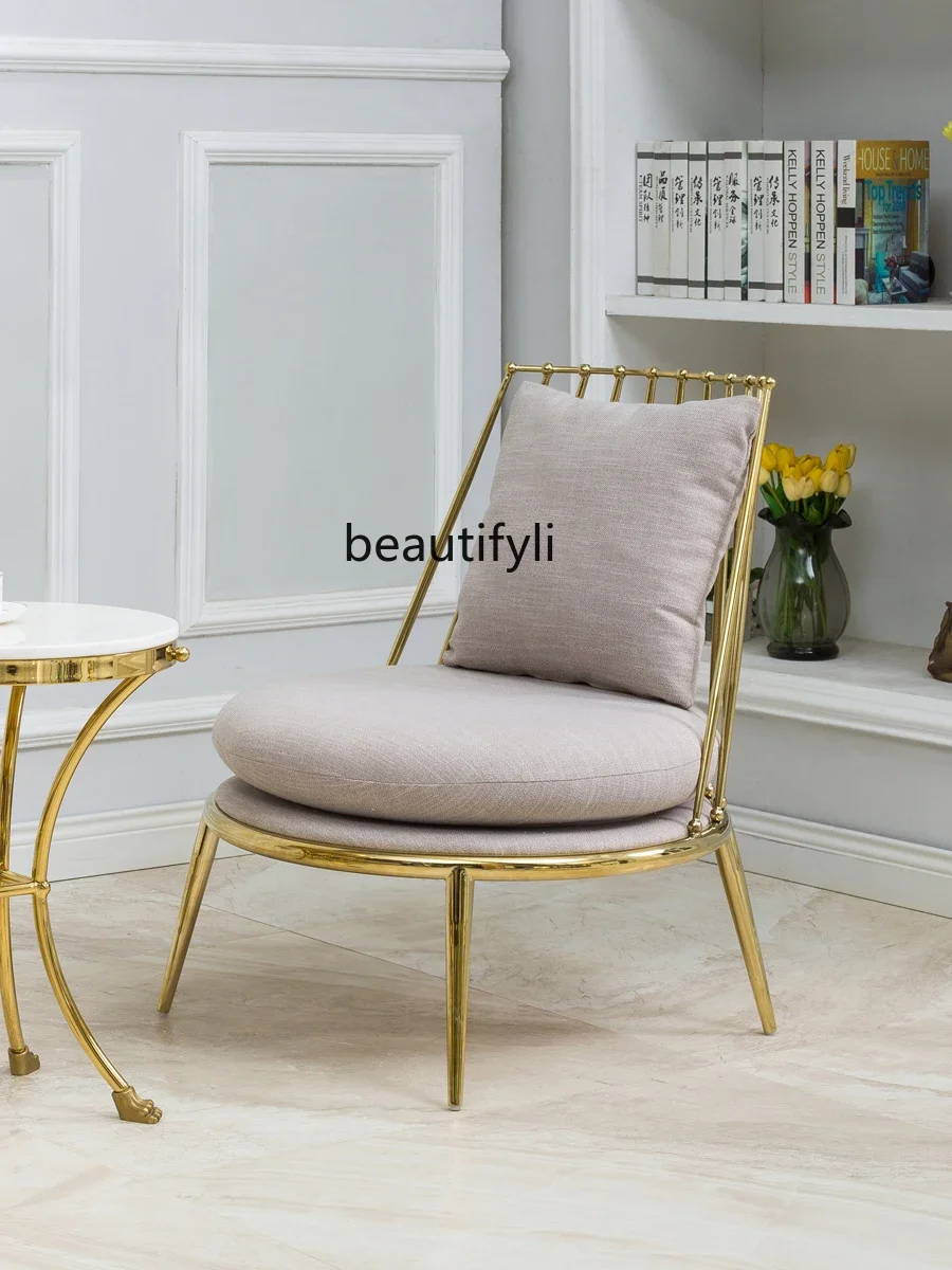 

Simple modern creative stainless steel leisure chair light luxury fabric, sales department negotiation chair2936