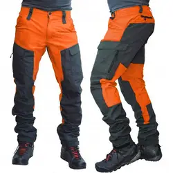 Safari Style Pants Men Loose Color Block Multi Pockets Plus Size Pants Sports Long Cargo Pants Work Outdoors