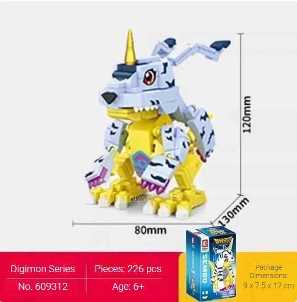 SEMBO BLOCK Digimon Adventure Anime Volledige set Blok Greymon Garudamon Assemblagemodel Decoratie Puzzel Kinderspeelgoed Cadeau