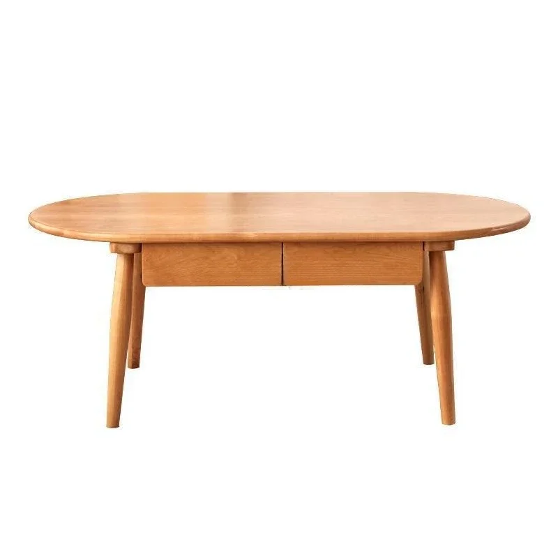 

Nordic solid wood coffee table small apartment simple multi-function with drawers Japanese cherry wood living room tea table