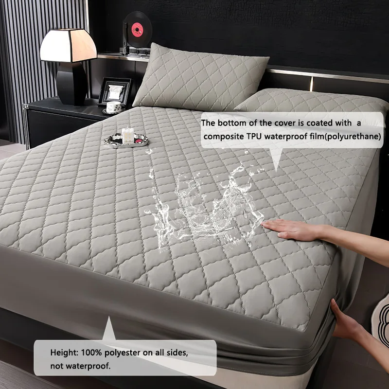 Quilted Waterproof Mattress Protector Thick Fitted Sheet for Queen King Bed Deep Pocket Cotton Soft Breathable Washable Home