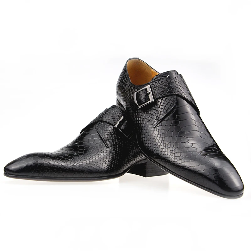 Zapatos de negocios de lujo con estampado de piel de vaca auténtica para hombre, calzado Formal de alta calidad para boda, fiesta y oficina, entrega