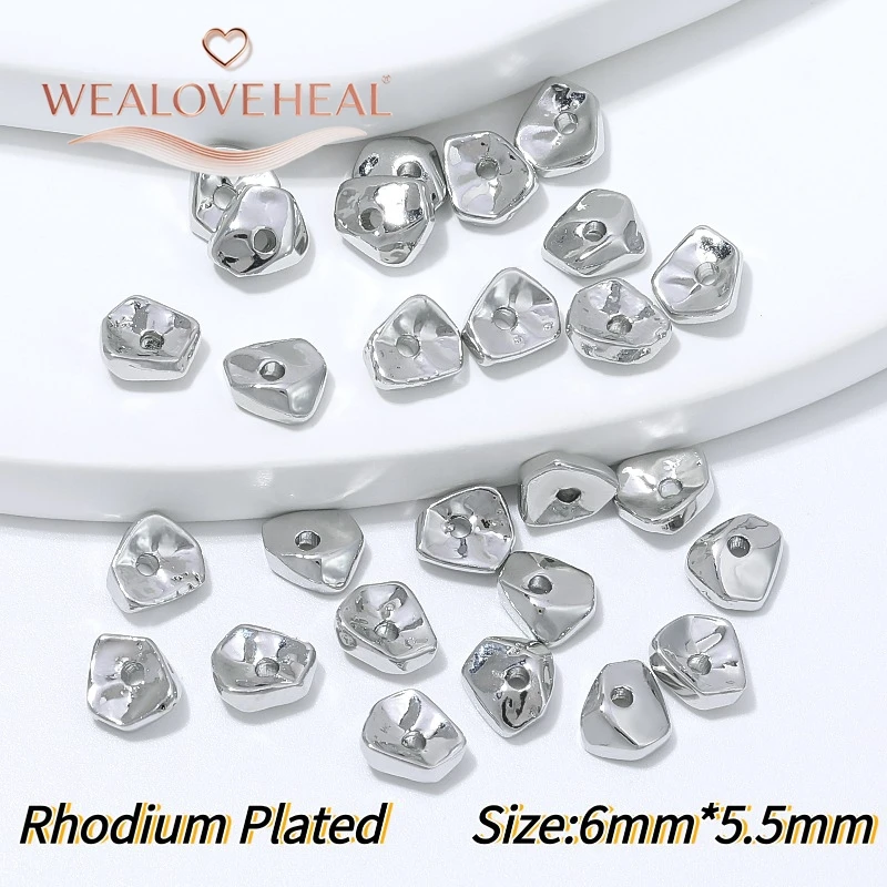 5/10 Stück unregelmäßige geometrische Abstandshalter-Perlen, 18 Karat vergoldetes Messing, 6 mm, lose Perlen für die Herstellung von DIY-Armbändern, Halsketten und Schmuck. – Detail 24