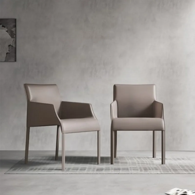 Italian light luxury dining chair minimalist saddle leather backrest modern minimalist master design home restaurant