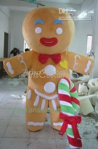 

New Adult Hot Sale Foam Cute Gingerbread Man Fancy Cartoon Mascot Costume Plush Christmas Fancy Dress Halloween Mascot Costume