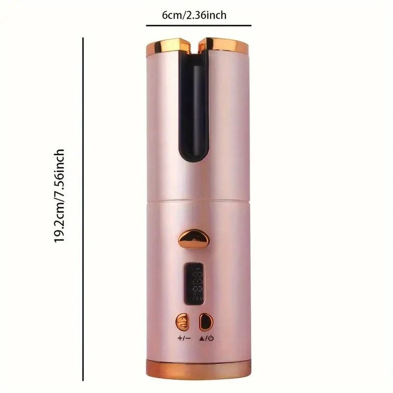 Automatic Curling Iron with LCD Display, Portable Cordless Rotating Curling Iron, USB Rechargeable, Suitable for All Hair Types, 6 Temperature Settings, Fast Heat-Up, Automatic Shut-Off, Great for Hairdressing, Mother's Day Gift, Birthday Gift