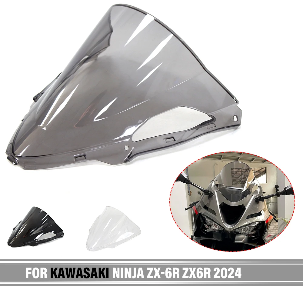 Motorcycle Elevated Version Screen Windshield Fairing Windscreen Baffle Wind Deflectors For KAWASAKI ZX-6R ZX6R NINJA 6R 2024-