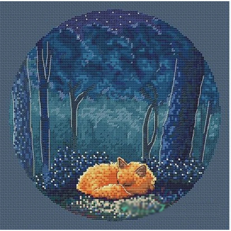 6502 Cross Stitch Kits Cross-stitch Kit Embroidery Threads For Embroidery Set Crafts For Adults Embroidery Needles Night Fox Diy