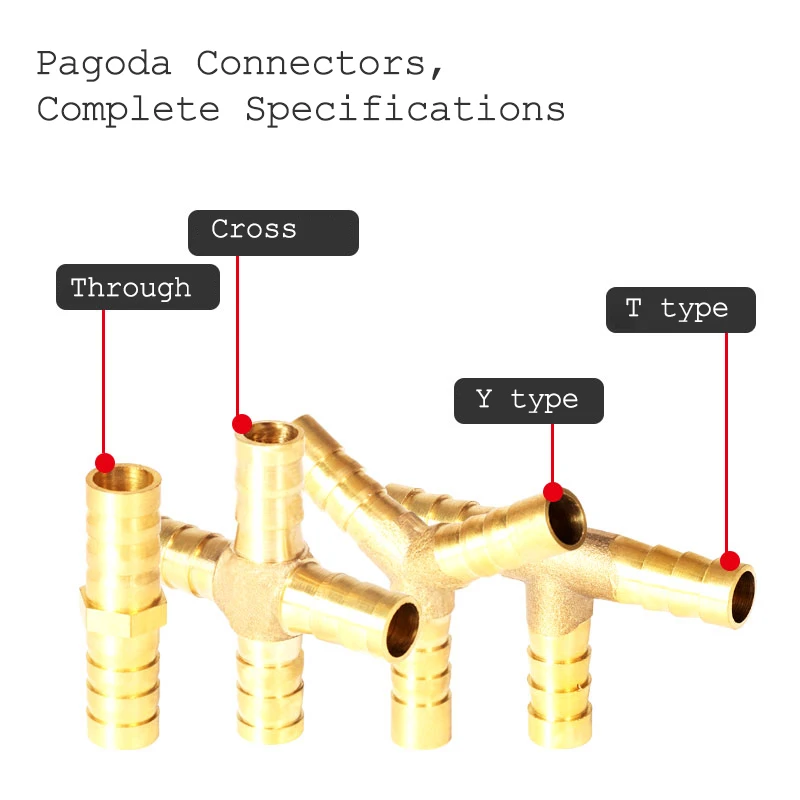 T X Y U tipo latón 4mm 6mm 8mm 10mm 12mm empalmador instalación de tuberías púa de manguera conector de púas de cobre adaptador de acoplador de junta