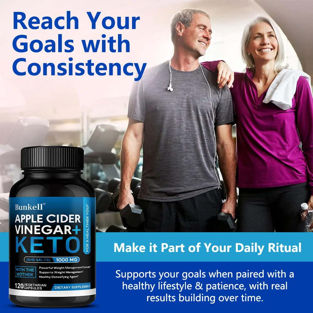 

Keto Apple Cider Vinegar - Detox, Fat Burning, Weight Management, Appetite Suppressant, Energy Support, Provides Detoxification