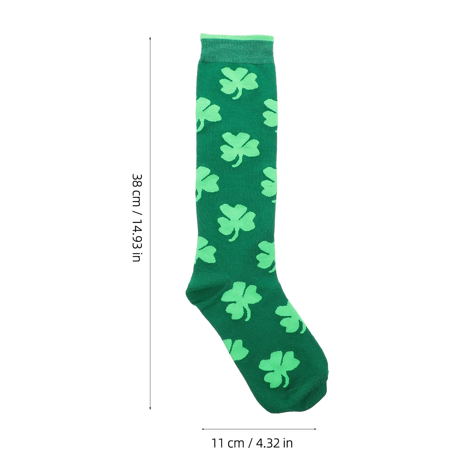 2 Pairs Sports Socks Clover Pattern Breathable Cotton St Patrick Day Winter Cartoon Adult Flat Lines Thickened Elastic