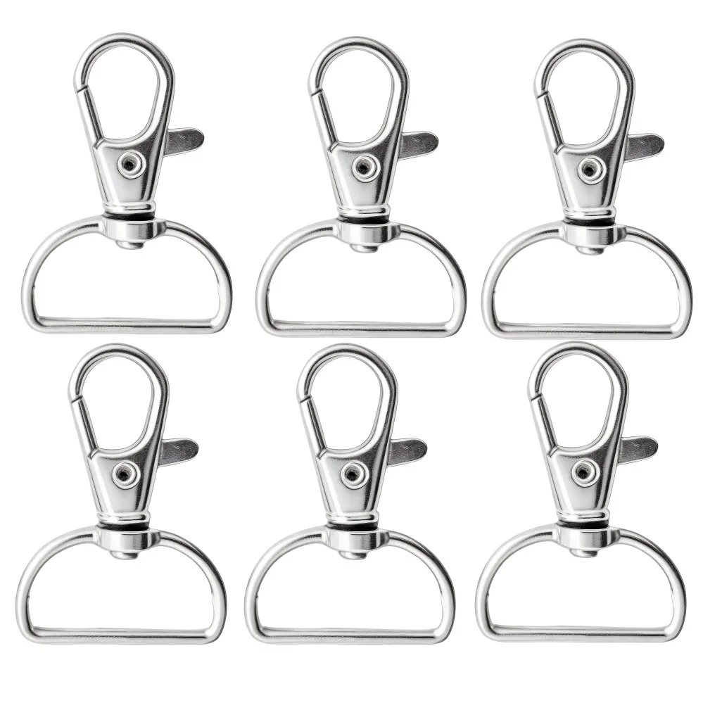 5-100 Pcs Swivel Buckle Strap D-Ring Lanyard Spring Hook Keychain Clip Hook Metal Lobster Claw Clasp for Key Ring Hand Sewing