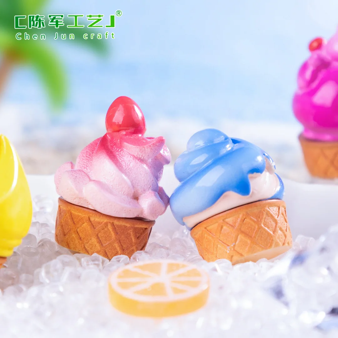 6Pcs Fruit Ice Cream naments Realistic Food Shaped Figurines Miniature Dessert Models Fake Photography Props Lifelike Decorative