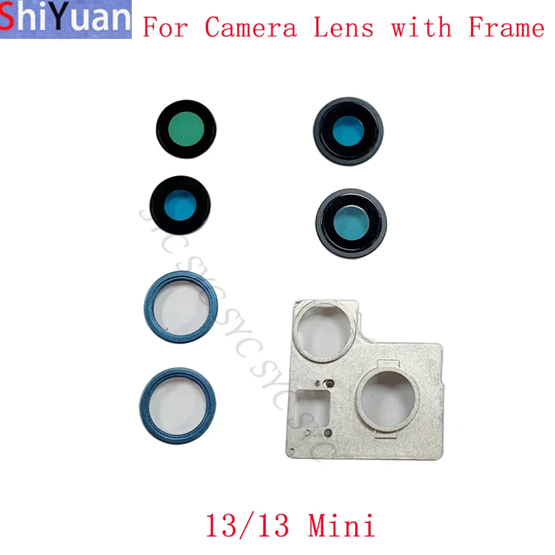 Rear Back Camera Lens Glass with Frame Holder Housing Cover For iPhone 13 Mini Replacement Parts