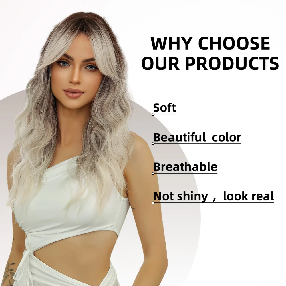 oneNonly Blonde White Grey Wig Long Synthetic Wig High Quality Wigs for Women Free Shipping Natural Party Wigs with Bang