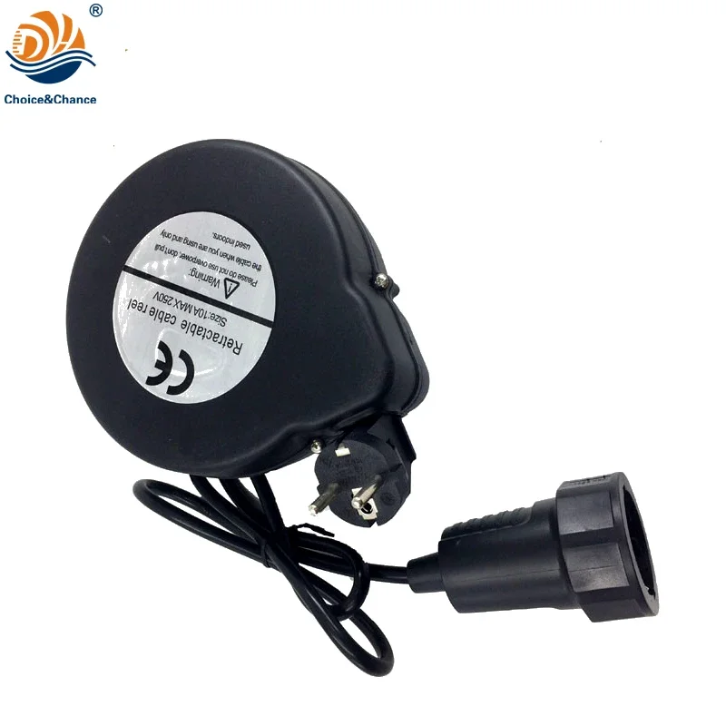 EU Spec. Automatic Retractable Spring Cable Reel 3C*1.0mm2-4.5m with EU Plug of Male and Female