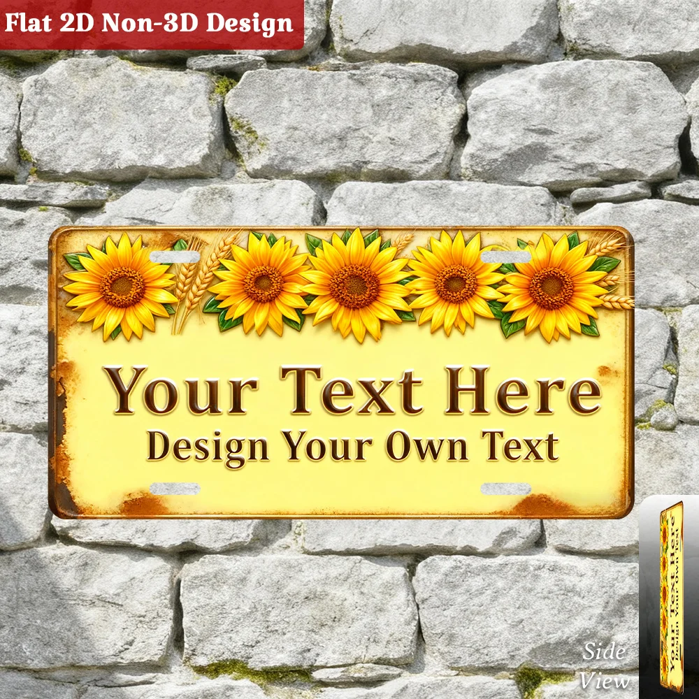 Customizable,Sunflower Your Text Here Metal Plate, Sunflower-Themed Custom Sign with Bright Design, Garden or Home Decor Element