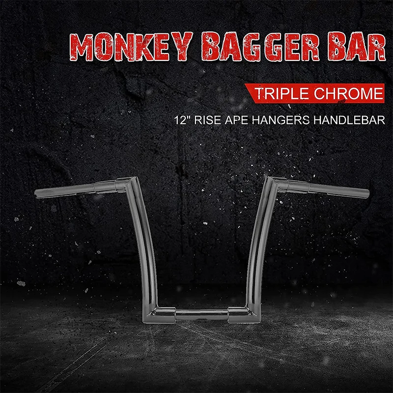 Motorcycle Accessories 12 Inch Solid Steel Ape Handger Handlebars For Harley Heritage Softail Sportster XL883 XL1200