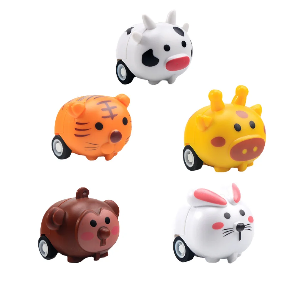 5개입 풀백카 마찰력 구동 만화 캐릭터 유아용 자동차, 유아 파티 선물, 아이들 재미있는 놀이방 선물 장난감, 남자아이용