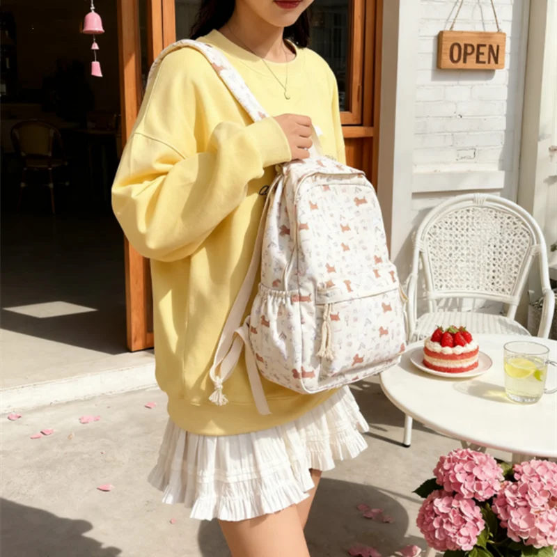 

1 шт. Рюкзак для таксы большой вместимости, школьный рюкзак в студенческом стиле с милым принтом, портативная дорожная сумка для девочек, идеальный подарок на день рождения