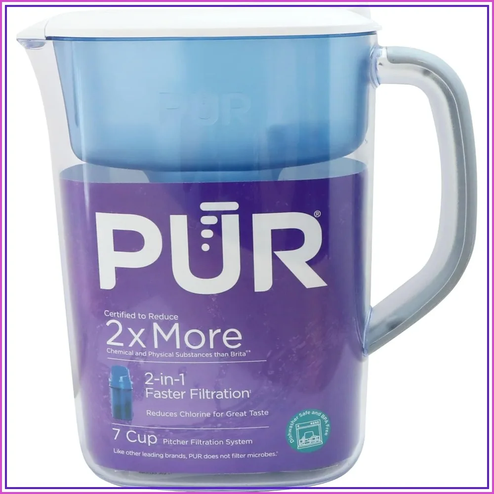 7-Cup Water Filter Pitcher: Cleaner, Great-Tasting Water, Dishwasher Safe, Faster Filtration, LockFit Cap - White
