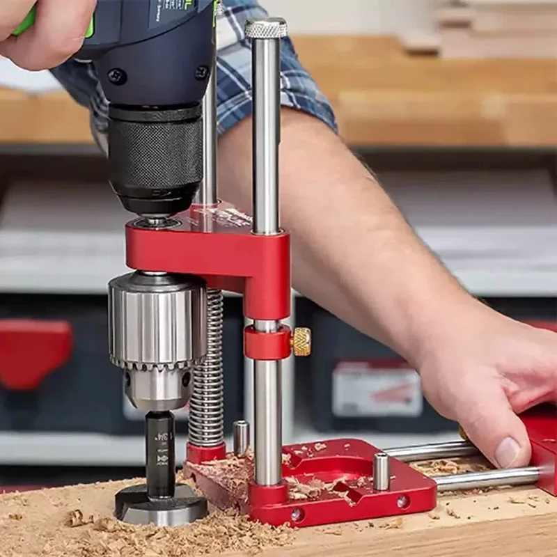 Precision Adjustable Drilling Locator Tool with Positioning Panel and Fixing Clip for Woodworking Carpentry DIY Projects