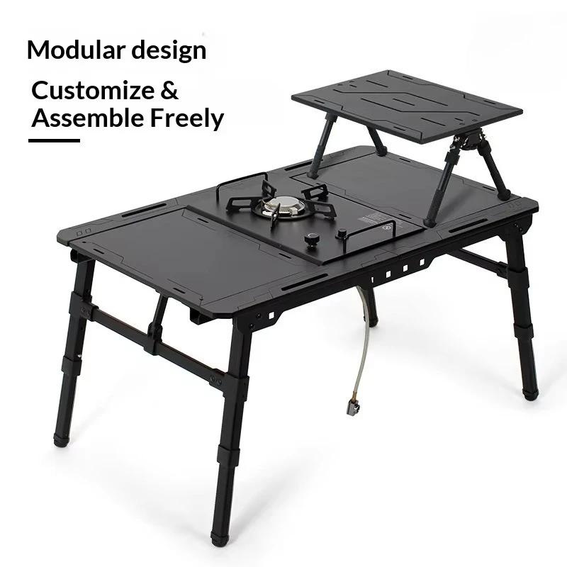Custom Outdoor Camping Tactical IGT Table Aluminum Alloy Frame Beech Panel Folding Portable Adjustable Rectangular 6-Seater