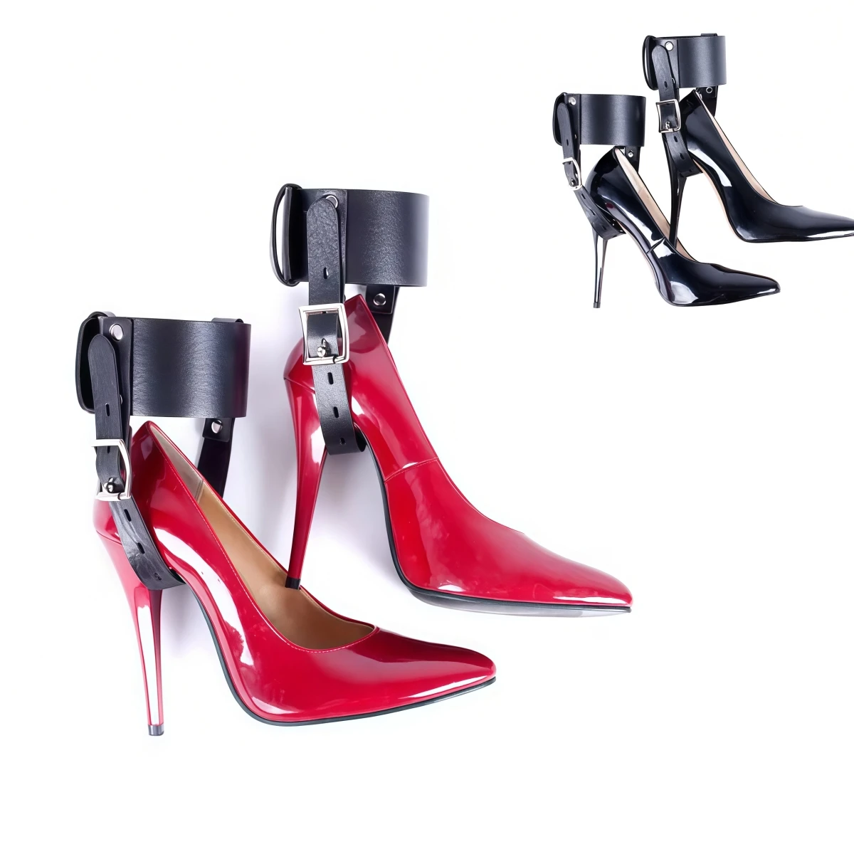 1 Pair Ankle Cuff Locking Belt High Heeled Restraints Women's Clubwear Shoe Props for Pole Dance Nightclub Positioning Accessory