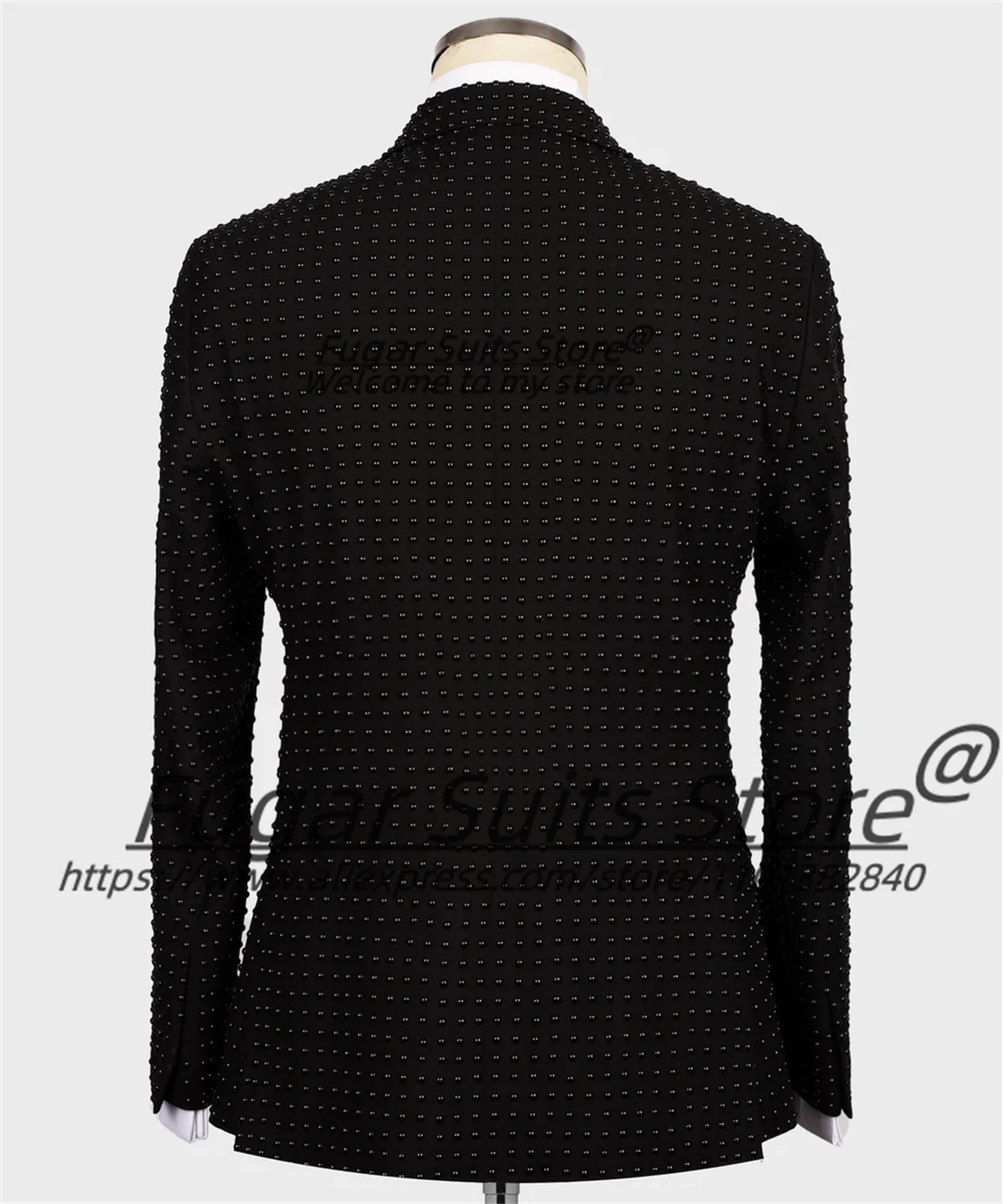Luxuly Shiny Beadwork Men Suits Customized Slim Fit Peak Lapel Groom Wedding Tuxedos 2 Pcs Sets Male Prom Blazers Costume Homme
