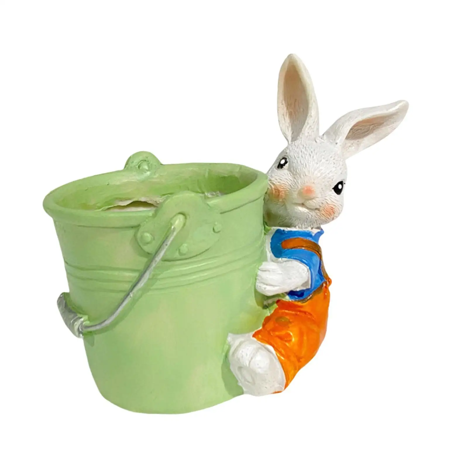 Bunny Statue Flowerpot Multipurpose Vase Container Funny with Drainage Hole Handcrafted Flower Basket for Decorating Entrance