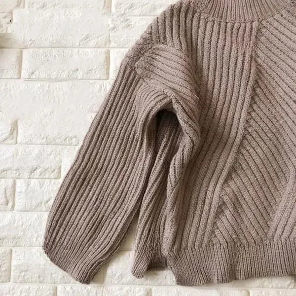 2025 ฤดูใบไม้ร่วง/ฤดูหนาวใหม่ครึ่งคอสูงถักเสื้อกันหนาว + เอวยางยืด Checkered กระโปรงชุด 2 ชิ้น