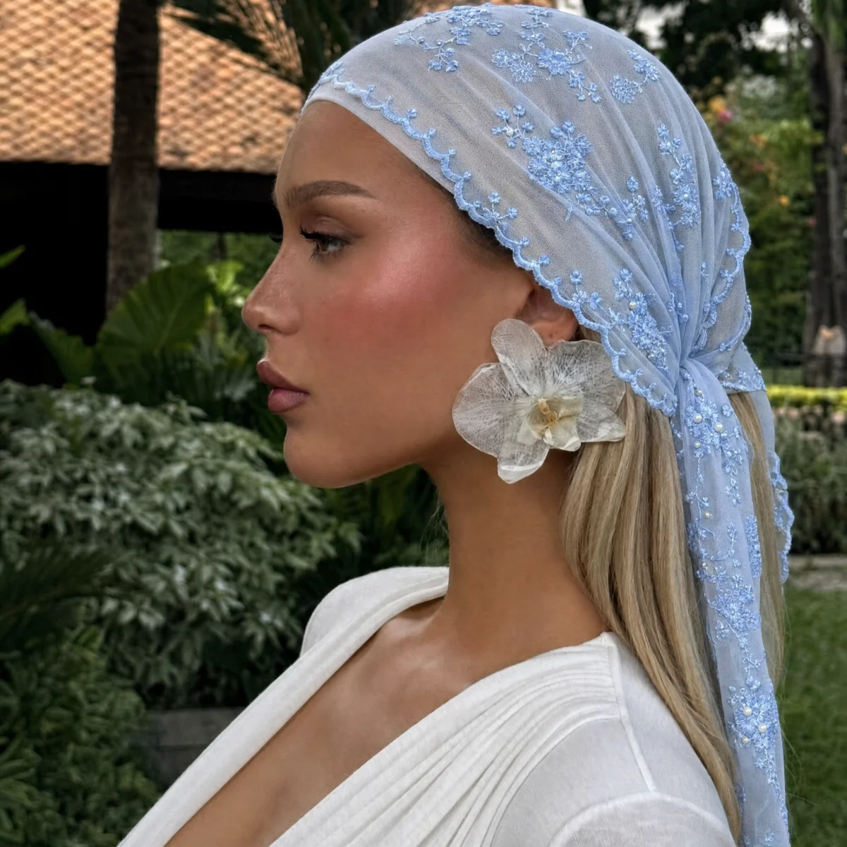 New Lace Scarf Women Lightweight Hijab Elegant Print Silk Neckerchief Shawl Wraps Headband Handle Hair Accessories Bandana 2026 view 2