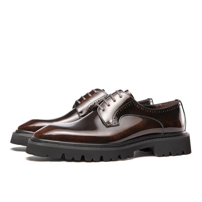 새로운 비즈니스 정장 구두 남성용 천연 가죽 트렌디 고품질 수제 남성 구두
