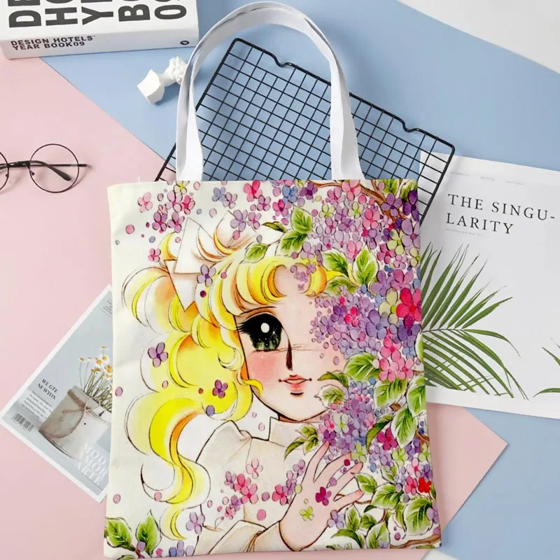 Tote Bags Candy 003 Anime Print Fabric Eco Handbag High Capacity Shopping Office Reusable Casual Shoulder Bag 1016WJY