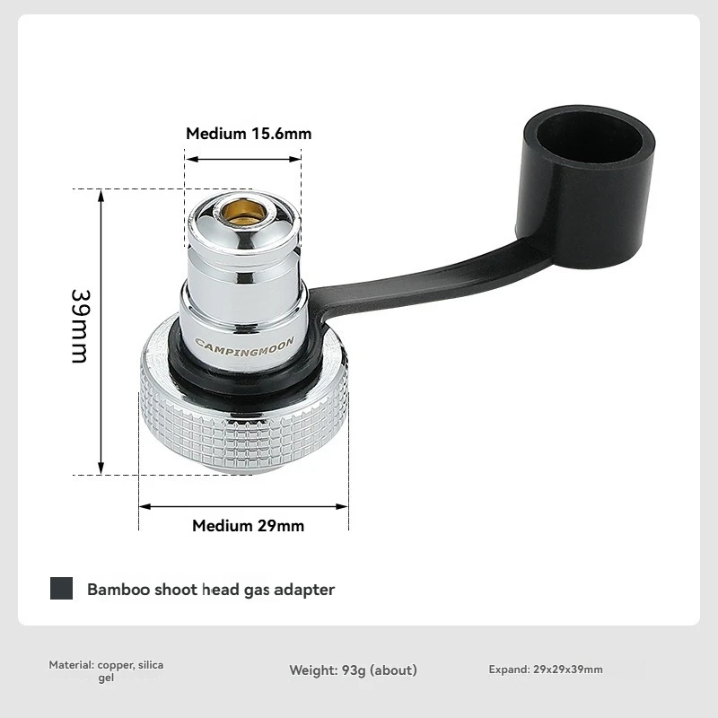 CAMPINGMOON Z-SG Adaptador de gas con punta de bambú para estufa doméstica - Compatible con manguera de caucho japonesa para conexión de gas de montaña