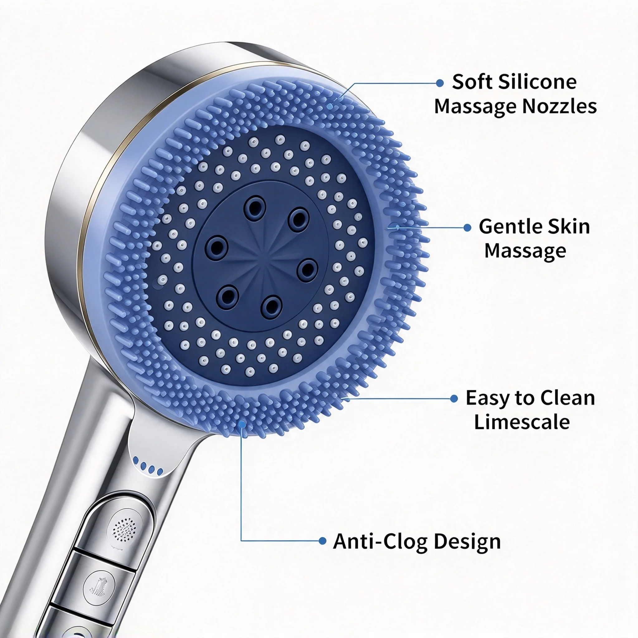 HTMCK Supercharged Shower Head Four-speed Adjustment With Water Seal Multi-functional Home Shower Bathroom Accessories