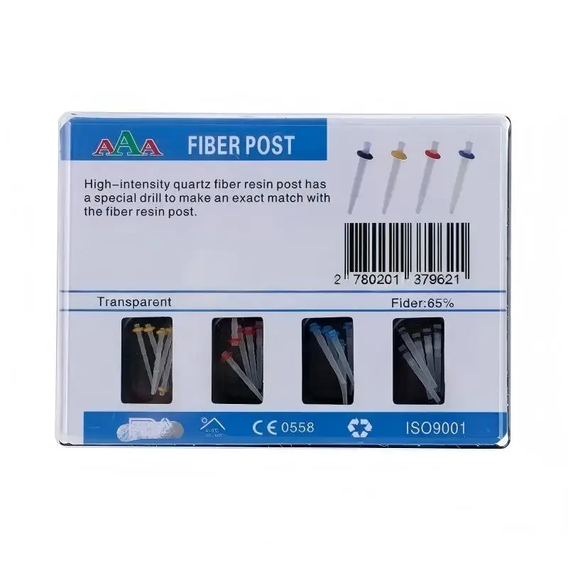 3A Fiber Post Kit – Quartz Threaded Design High Translucency, Includes P-Drill for Root Canal Reinforcement Build-Up