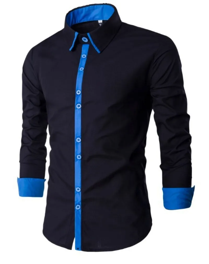 Camisa casual de manga comprida masculina, design combinando cores, simples moda, comércio exterior, novo, 2023