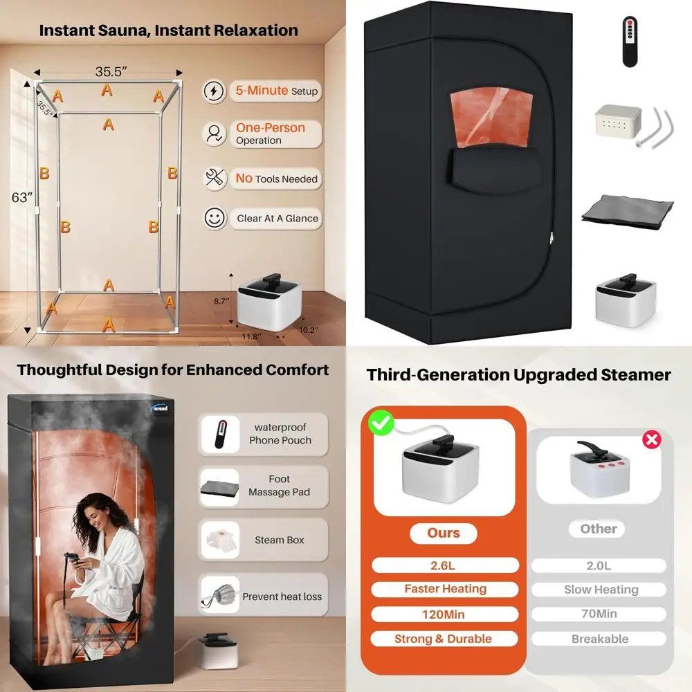 

Портативная паровая сауна-палатка - домашний спа-центр для всего тела, для дома, спортзала и йоги (ткань Оксфорд 600D)